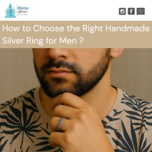 Man wearing handmade silver ring men style with printed t-shirt