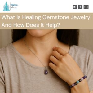Model wearing healing gemstone jewelry