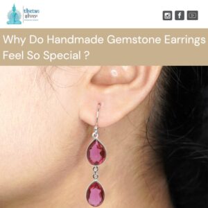 Handmade gemstone earrings with red stones in silver.