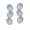 Silver oval drop earrings with blue topaz gemstones.