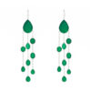 Long dangle earrings with green onyx gemstones set in sterling silver.