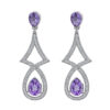Silver drop earrings with amethyst gemstones.
