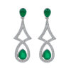 Silver drop earrings with green onyx gemstones.