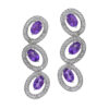 Silver oval drop earrings with amethyst gemstones.
