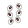 Silver oval drop earrings with garnet gemstones.