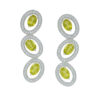 Silver oval drop earrings with peridot gemstones.