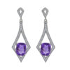Silver drop earrings with amethyst gemstones.