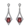Silver drop earrings with garnet gemstones.