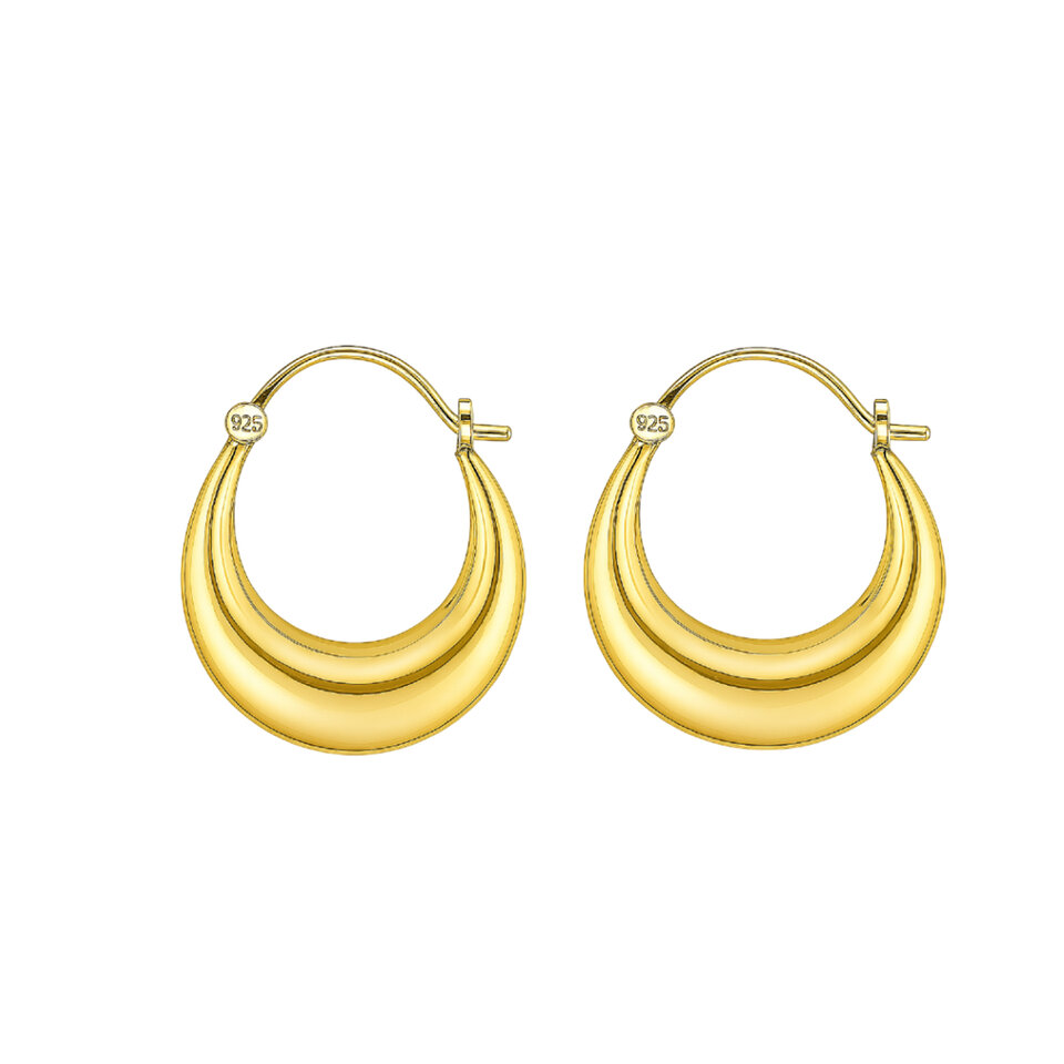 Gold-plated crescent hoop earrings with 925 silver base.