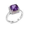 Amethyst Statement Ring for Women 925 Sterling Silver Halo Fashion Jewelry