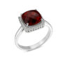 925 Sterling Silver Halo Ring with Garnet Elegant Statement