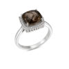 925 Sterling Silver Halo Ring with Smoky Topaz Elegant Statement