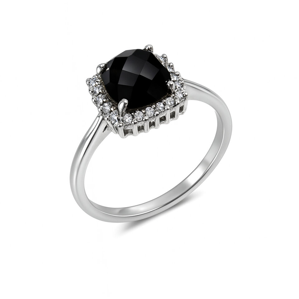 Black Onyx Statement Ring for Women 925 Sterling Silver