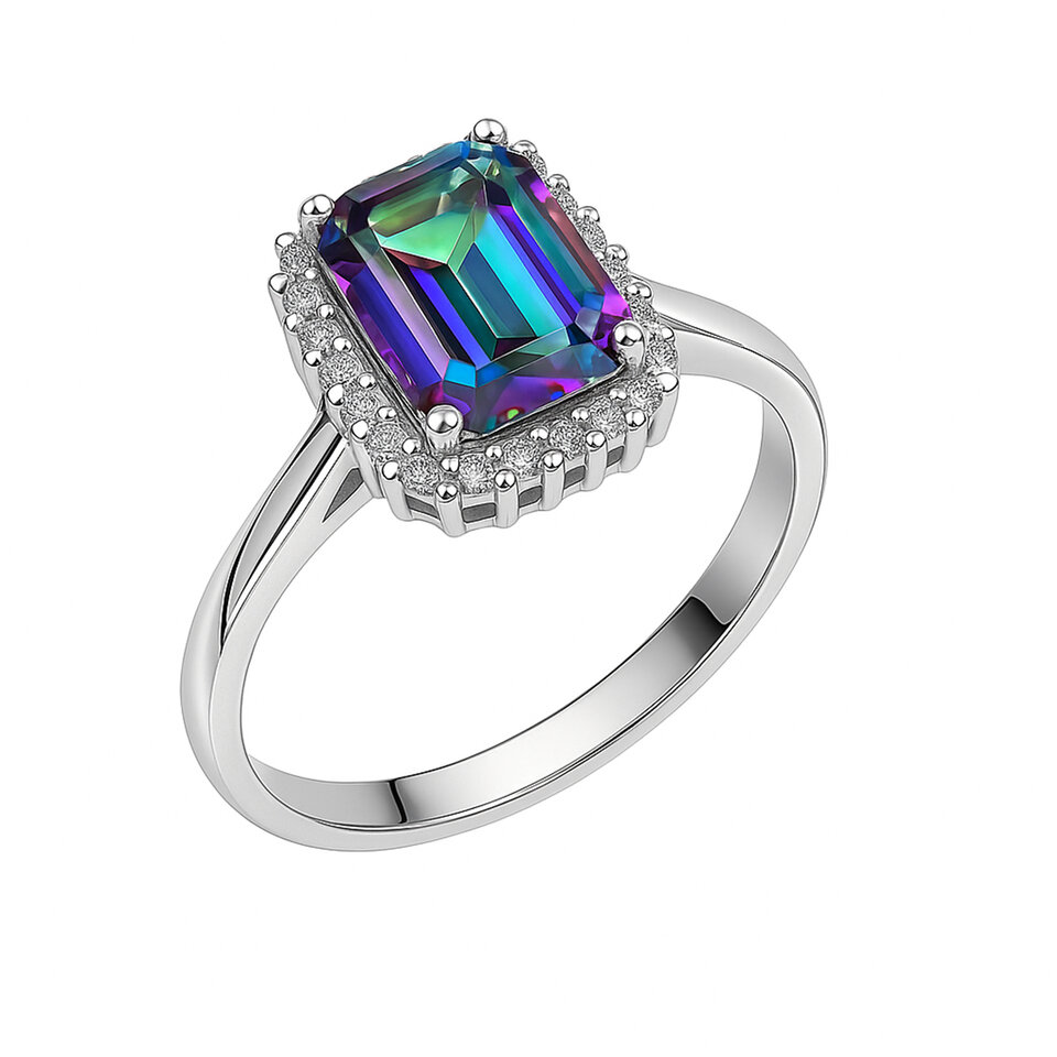 Mystic Quartz Statement Ring for Women 925 Sterling Silver