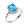 Sterling Silver Blue Topaz Halo Ring Chic Statement Jewelry