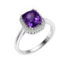 Purple Amethyst Halo Statement Ring in 925 Sterling Silver Stylish Fashion Jewelry