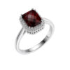 Garnet Halo Statement Ring in 925 Sterling Silver Timeless Fashion Jewelry