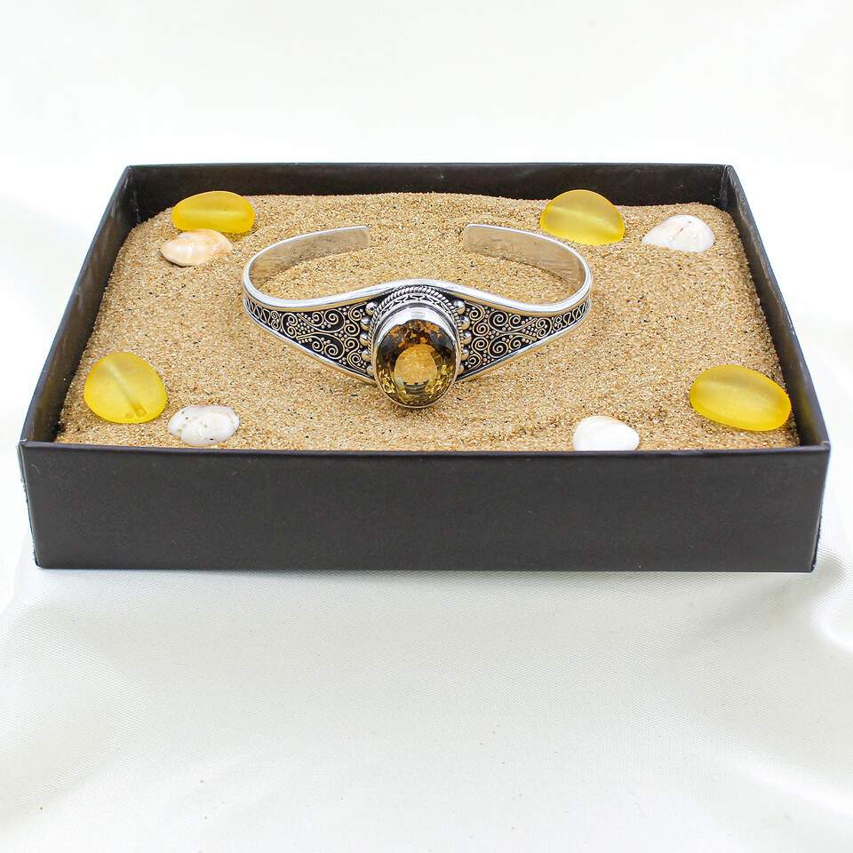 925 sterling silver citrine cuff bracelet