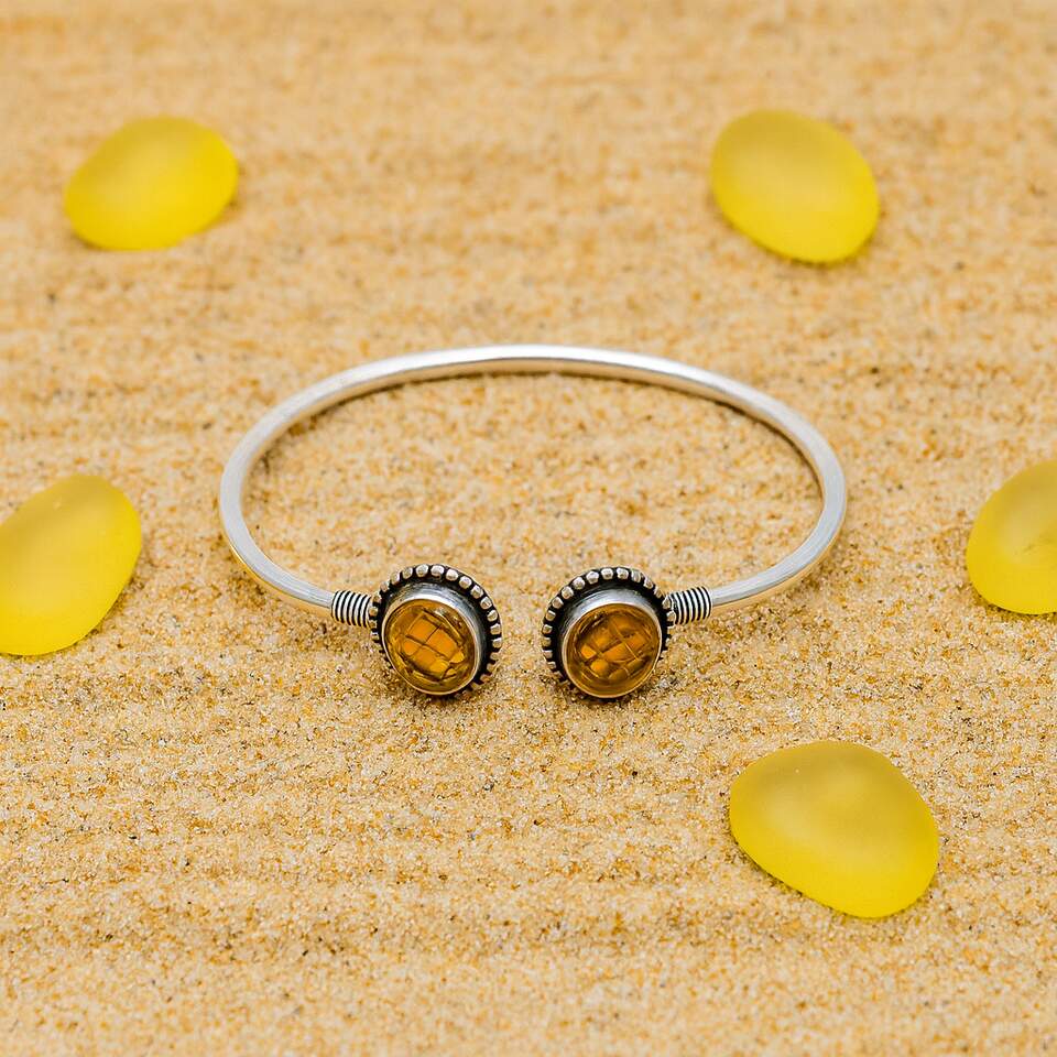 925 silver citrine Gemstone cuff bracelet