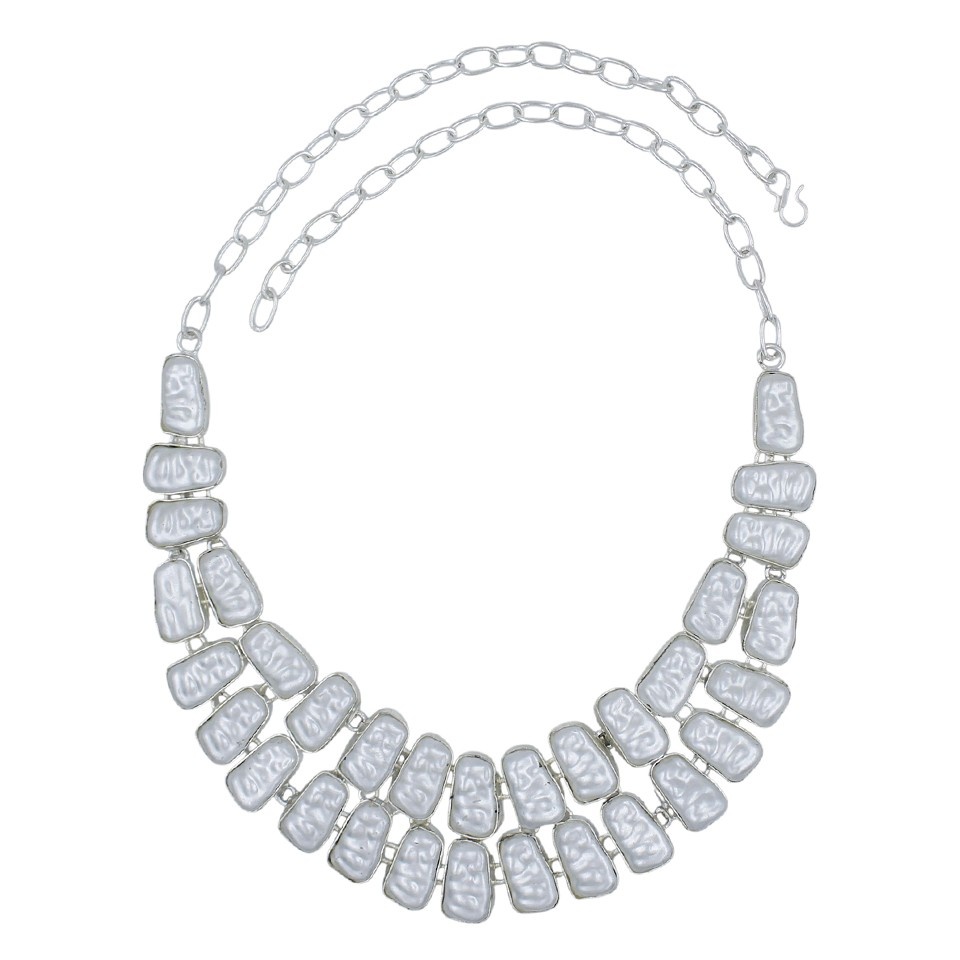 Biva Pearl Silver-Plated Brass Necklace Handmade Statement Pearl Jewelry For Women