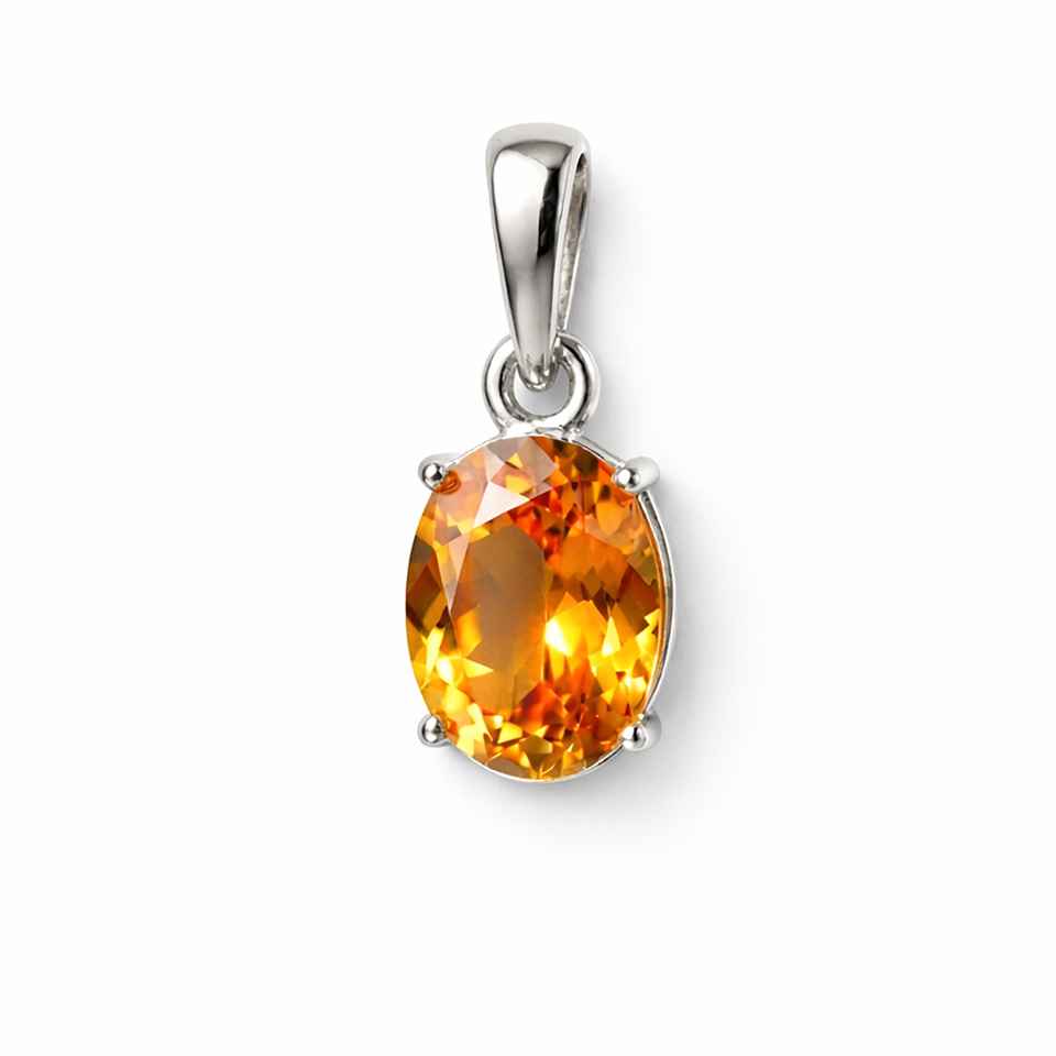Citrine Gemstone Pendant in 925 Sterling Silver Classic Oval Necklace Charm