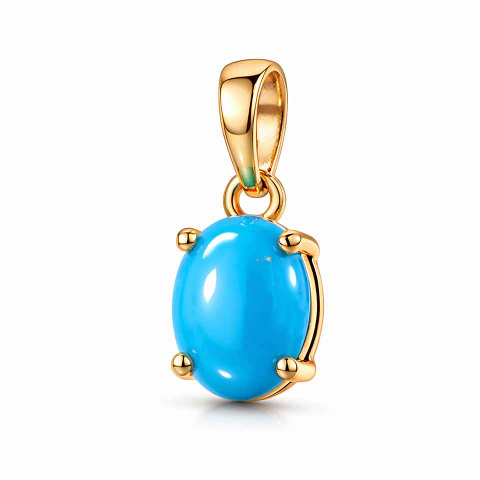 Natural Arizona Turquoise Pendant 14K Gold Vermeil 925 Sterling Silver Blue Gemstone Jewelry