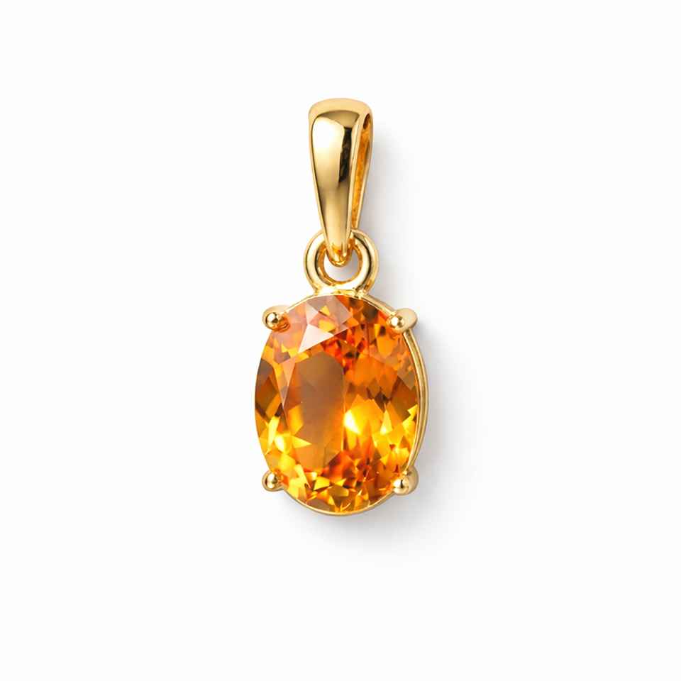 Citrine Pendant 14K Gold Vermeil 925 Sterling Silver Yellow Gemstone Necklace Charm