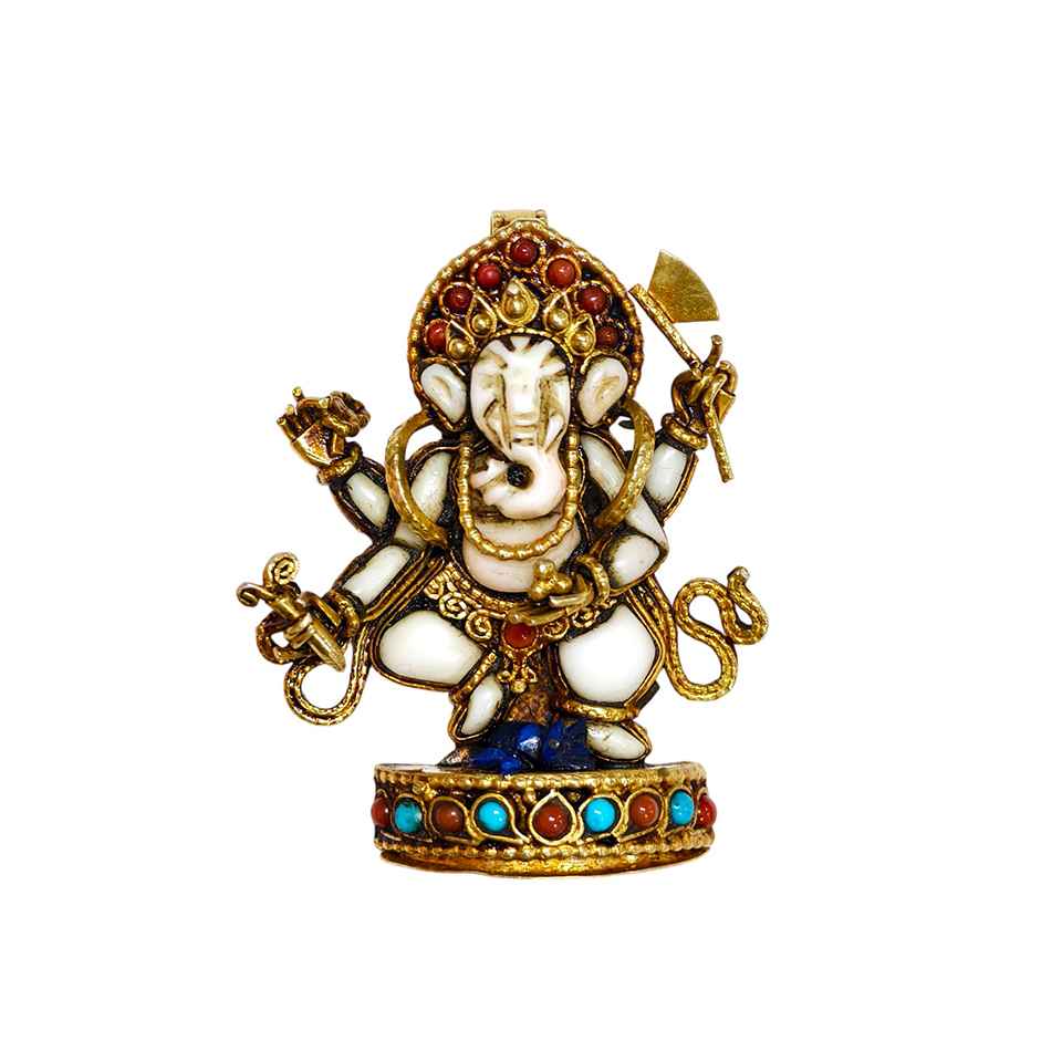 Ganesha Conch Shell Pendant Necklace Gold Plated Sterling Silver Spiritual Handmade Jewelry