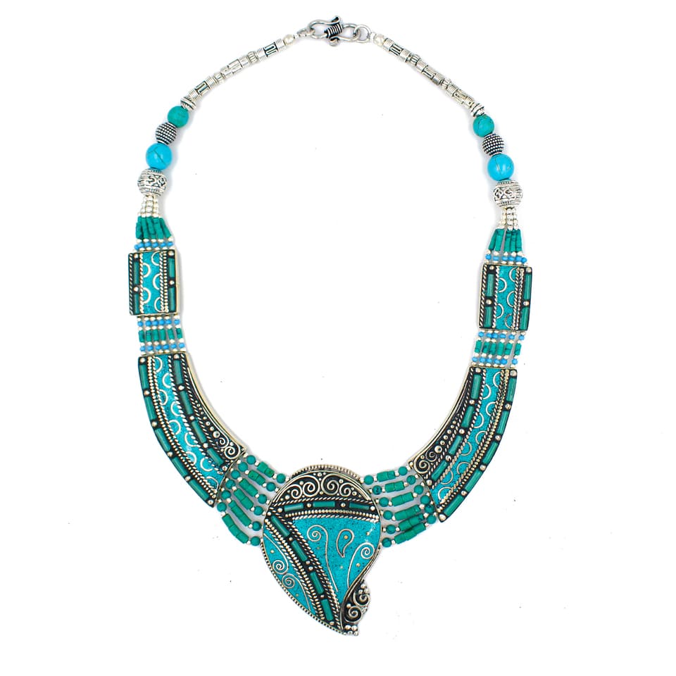 Turquoise Festival Bohemian Necklace Artistic Tribal Statement Jewelry