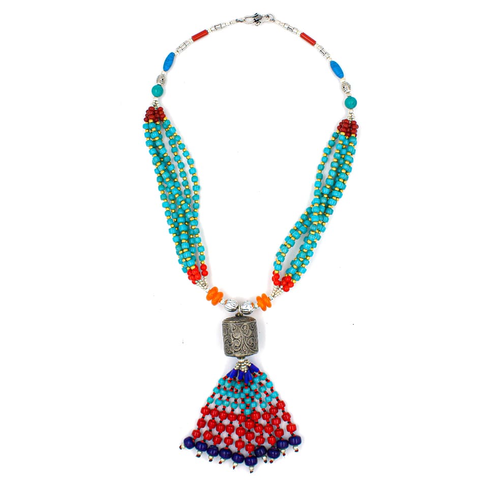 Natural Stone Tribal Boho Necklace Ethnic Festival Statement Jewelry