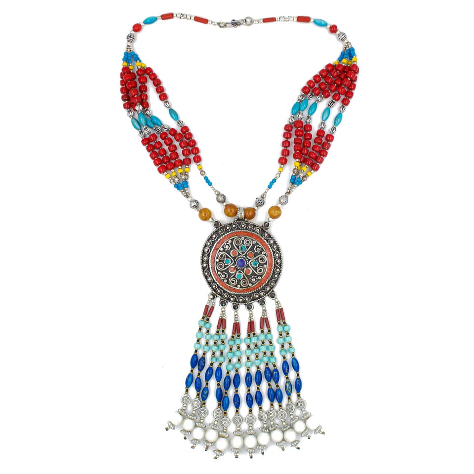 Handmade Natural Stone Boho Necklace Tribal Festival Jewelry for Women