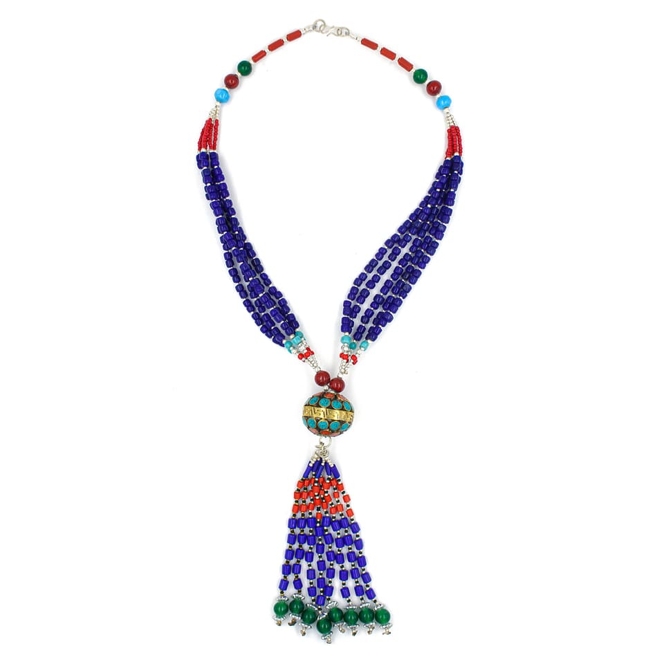 Natural Stone Ethnic Bohemian Necklace Handmade Statement Jewelry