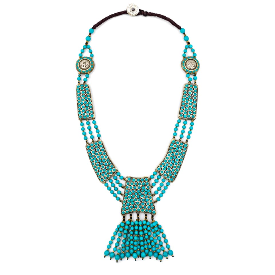 Turquoise Festival Bohemian Necklace Handmade Artistic Tribal Jewelry