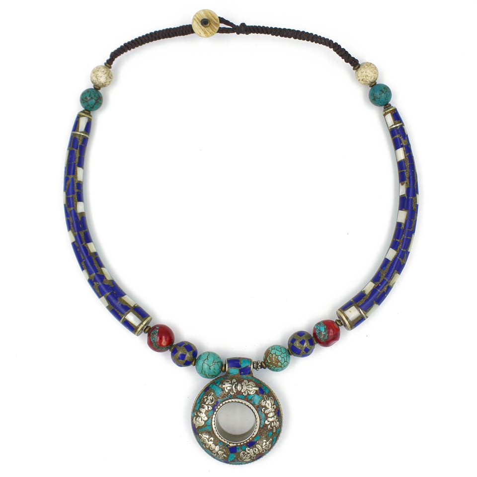 Natural Stone Boho Necklace Handmade Tribal Festival Jewelry for Women