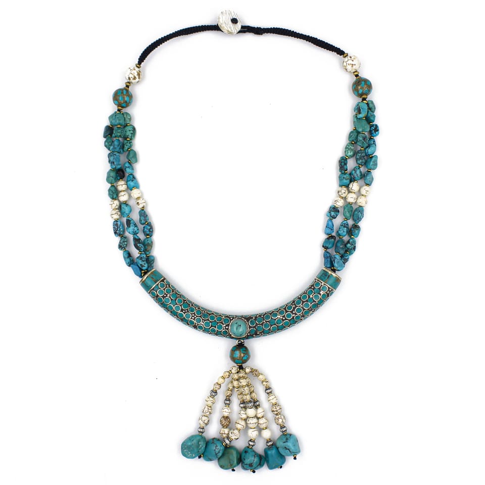 Turquoise Ethnic Bohemian Necklace Handmade Artisan Statement Jewelry