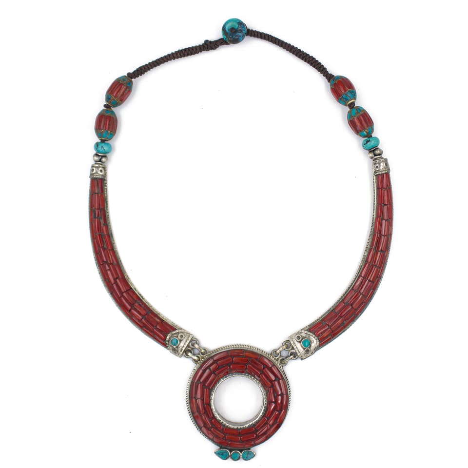 Natural Stone Boho Statement Necklace Handmade Tribal Festival Jewelry