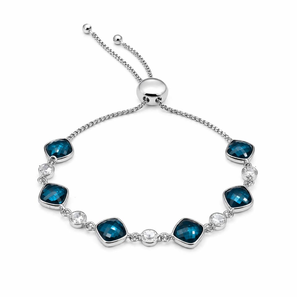 Minimal Silver Gemstone Bracelet Handmade Lightweight Adjustable Bolo Jewelry