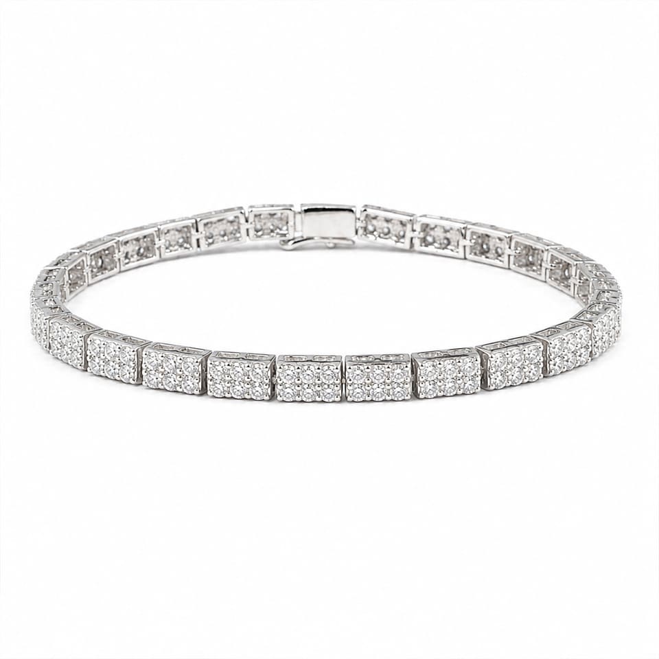 Sparkly CZ Cluster Bracelet Handmade Statement Tennis Jewelry
